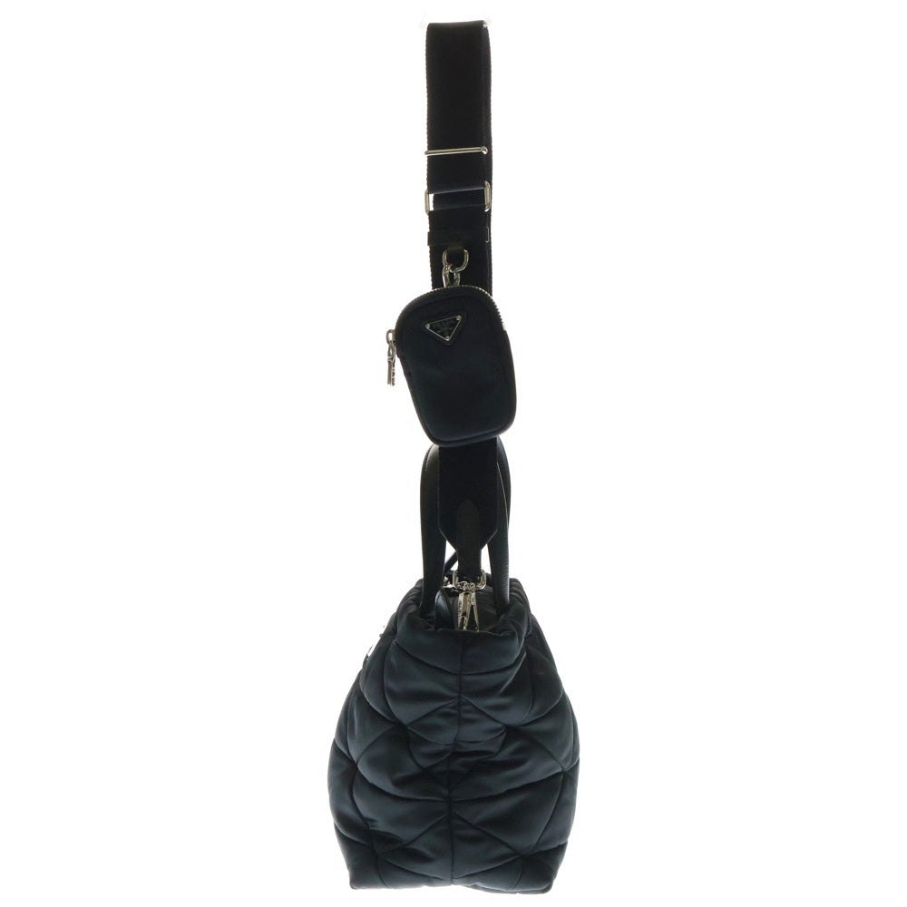 PRADA(プラダ) Re-Nylon リナイロン トライアングルロゴ パデット 2WAY キルティングハンドバッグ ショルダーバッグ ブラック レディース 1BG373