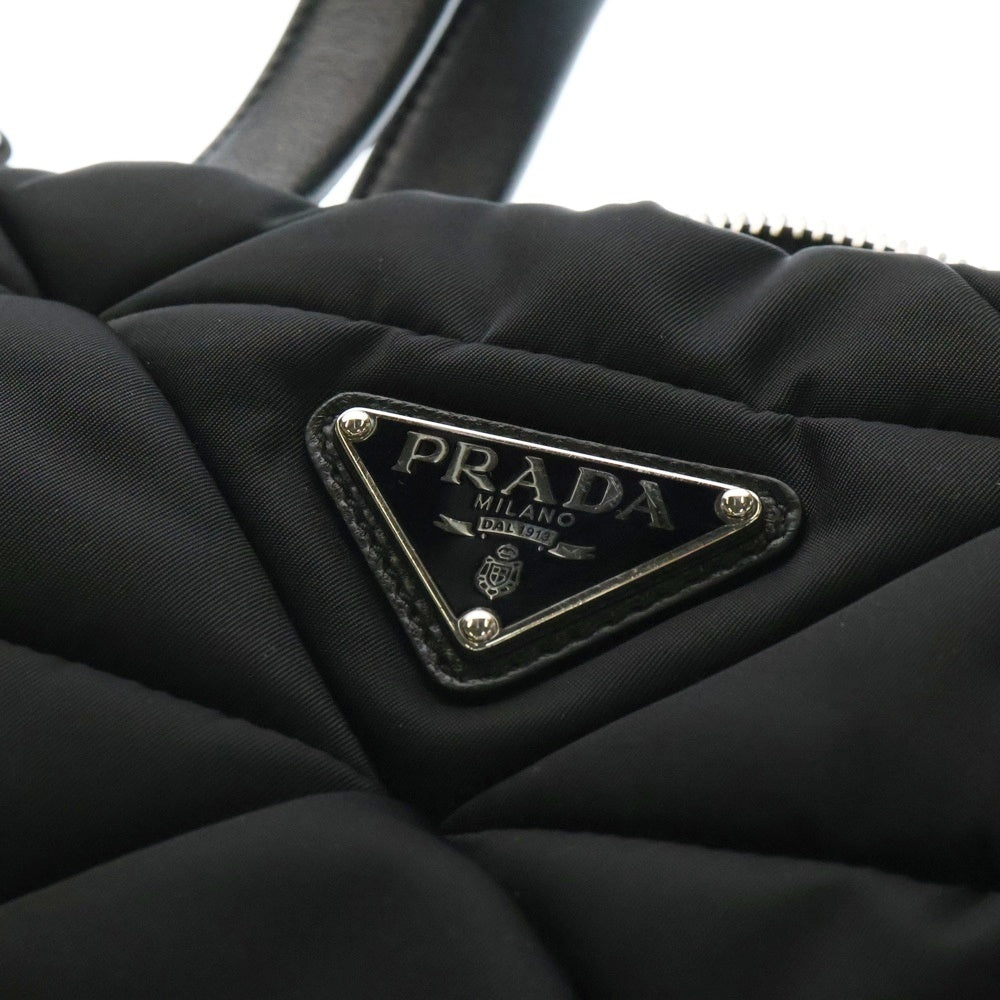 PRADA(プラダ) Re-Nylon リナイロン トライアングルロゴ パデット 2WAY キルティングハンドバッグ ショルダーバッグ ブラック レディース 1BG373