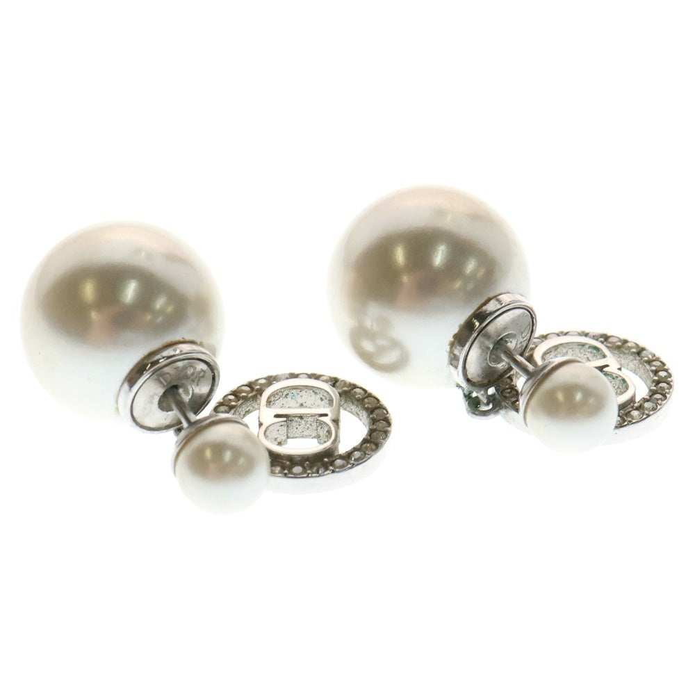 Christian Dior(クリスチャンディオール) ロゴパール ピアス ストーン イヤーアクセサリー ホワイト×シルバー