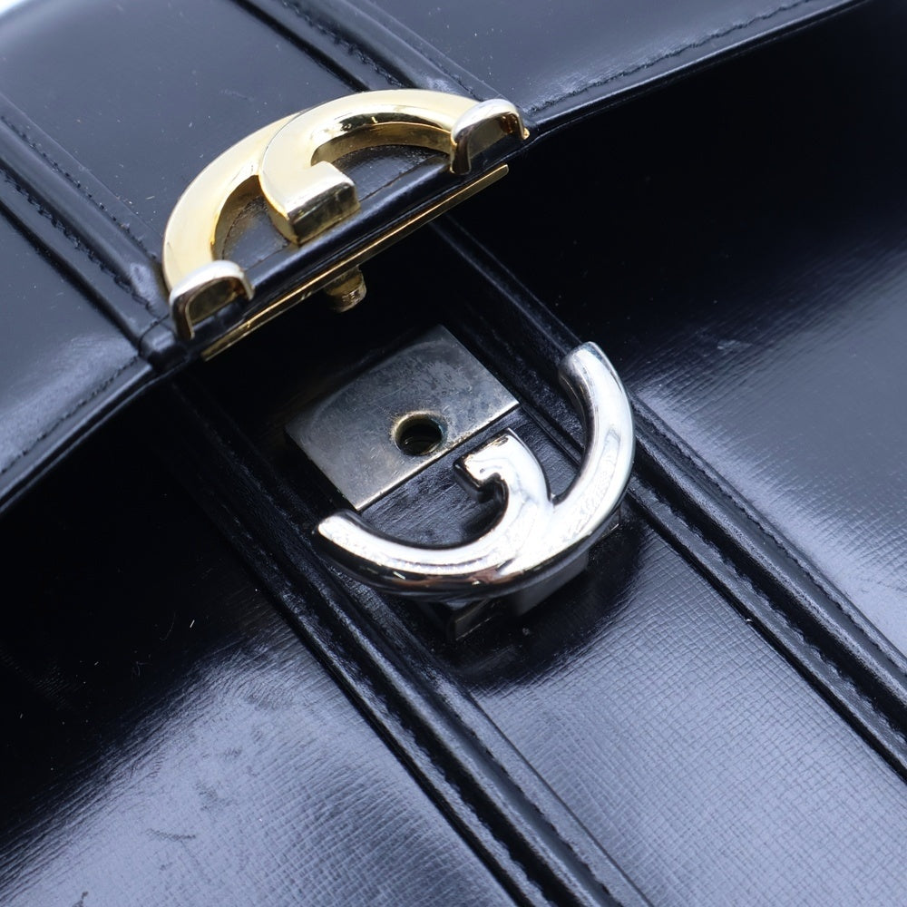 GUCCI(グッチ) オールドグッチ ショルダーバック ハンドバッグ ブラック ゴールド金具 レザー