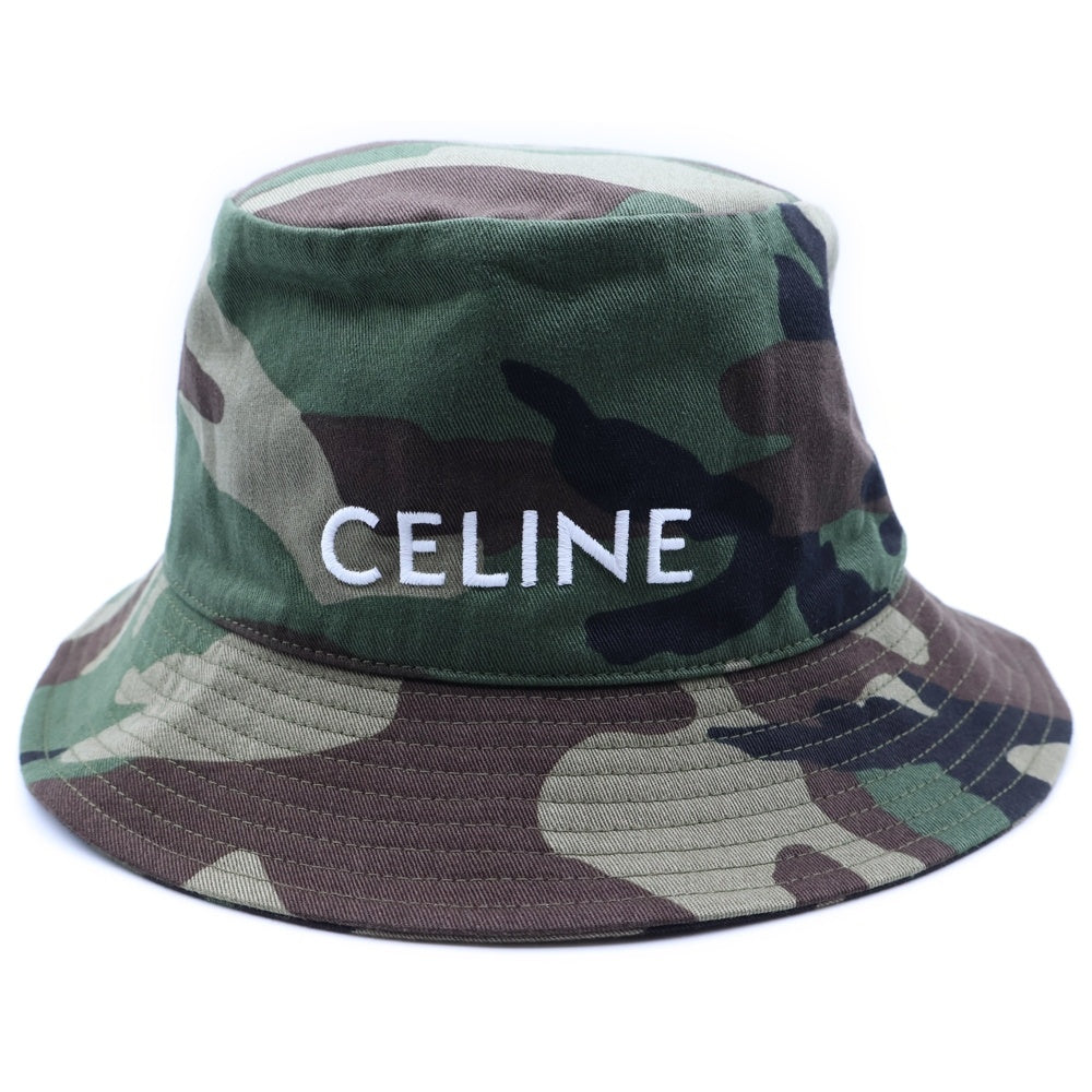 CELINE(セリーヌ) バケットハット 迷彩 カモフラージュ 帽子 グリーン キャンバス