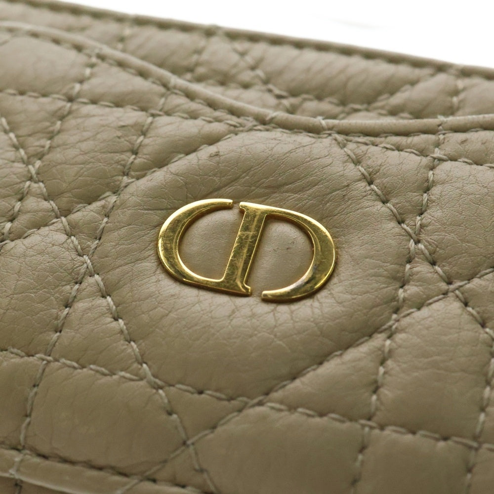 Christian Dior(クリスチャンディオール) CDロゴ フラグメントケース カードケース 名刺入れ ベージュ ゴールド金具 カナージュ