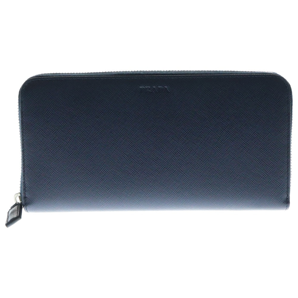 PRADA(プラダ) 長財布 ロングウォレット カードケース ネイビー シルバー金具 2M1317