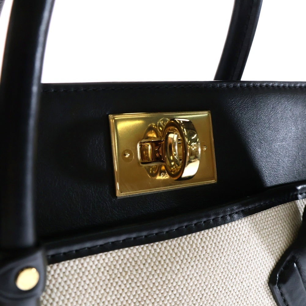 LOUIS VUITTON(ルイヴィトン) モノグラム オンマイサイドMM 2WAY レザー切替キャンバスハンドバッグ ショルダーバッグ ブラック/ベージュ レディース M59842