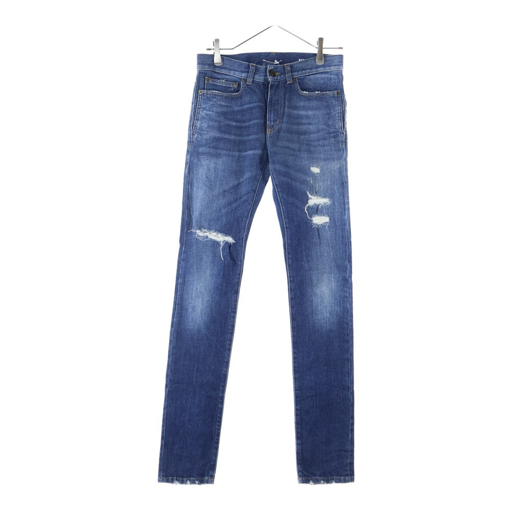 SAINT LAURENT PARIS(サンローランパリ) ダメージ加工 スリムスキニー ストレッチ デニムパンツ ジーンズ インディゴ 551401