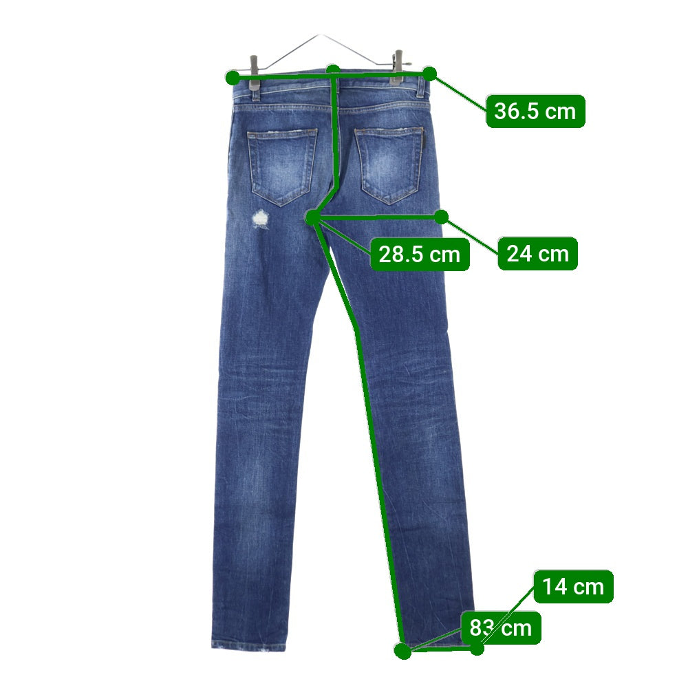 SAINT LAURENT PARIS(サンローランパリ) ダメージ加工 スリムスキニー ストレッチ デニムパンツ ジーンズ インディゴ 551401