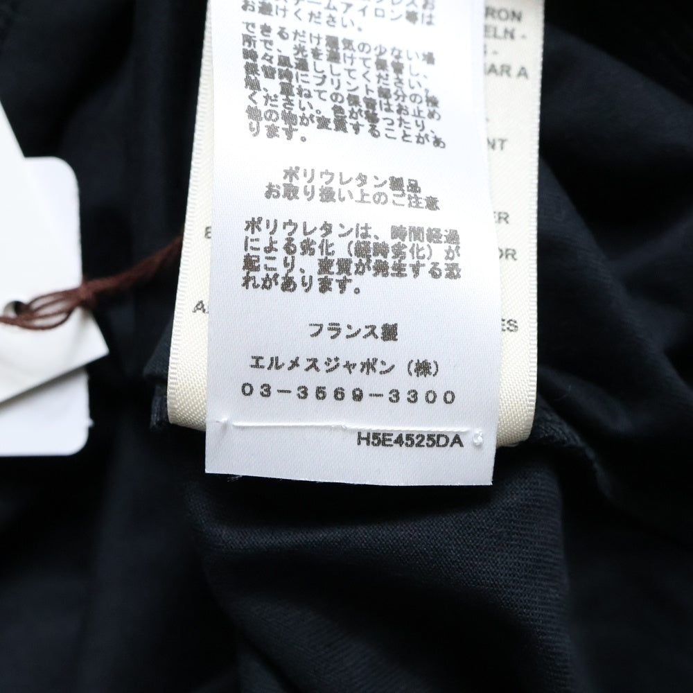 HERMES(エルメス) カルトゥッシュ キー チェーン プリント クルーネック 半袖 ロング Tシャツ カットソー ワンピース ドレス ブラック レディース