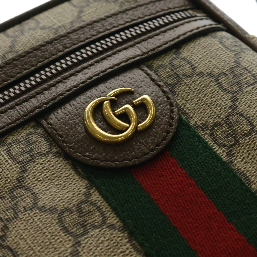 GUCCI(グッチ) オフィディア GGスプリーム ショルダーバッグ ミニバッグ ブラウン×ベージュ ゴールド金具 レザー×PVC 598127