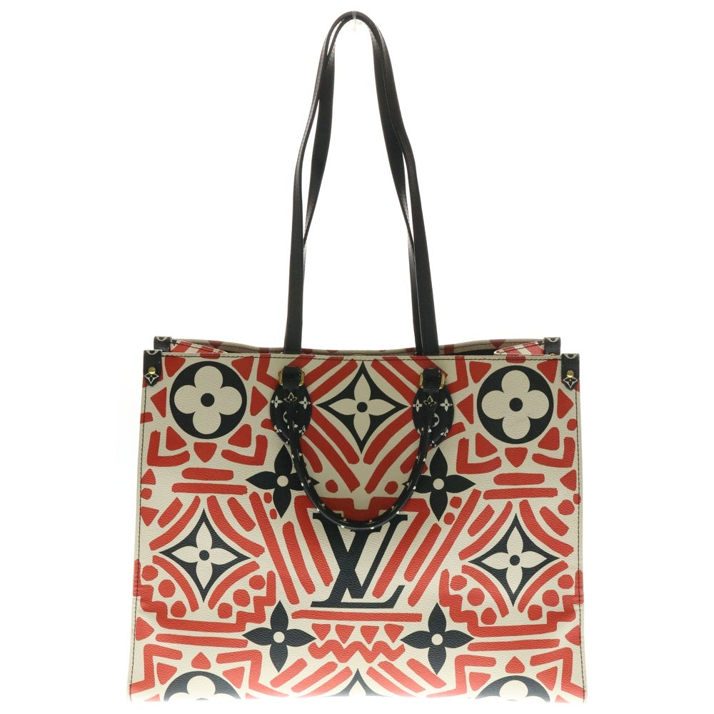 LOUIS VUITTON(ルイヴィトン) LVクラフティ オンザゴーGM レームルージュ トートバッグ ハンドバッグ ホワイト×レッド×ブラック ゴールド金具 PVC M45358