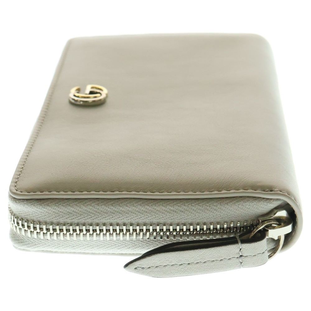 GUCCI(グッチ) GGマーモント ダブルG ジップアラウンド レザーロングウォレット ラウンドファスナー長財布 ベージュ 790057