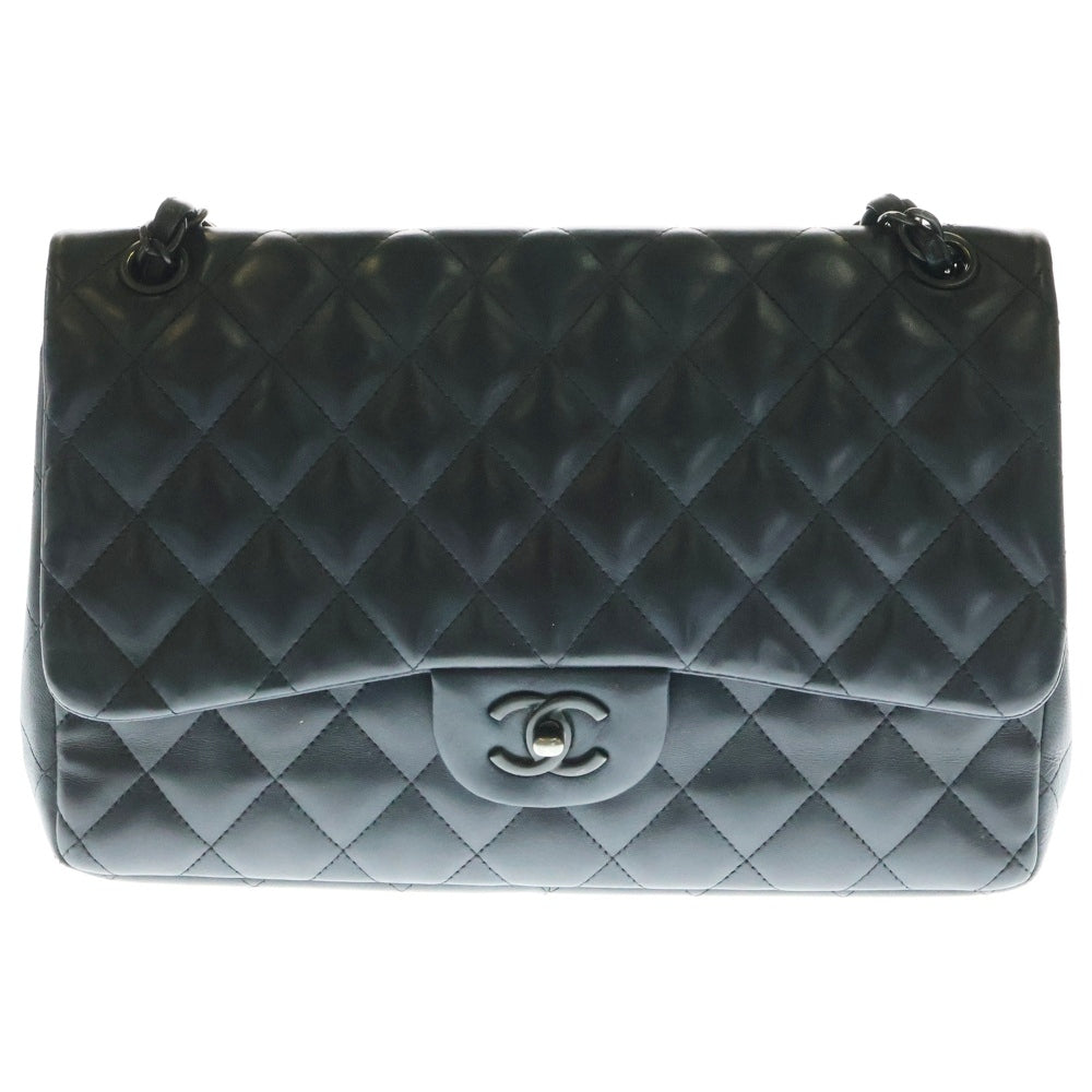 CHANEL(シャネル) ココマーク マトラッセ30 Wフラップ/Wチェーン ラムスキン レザーチェーンショルダーバッグ ブラック レディース A58600