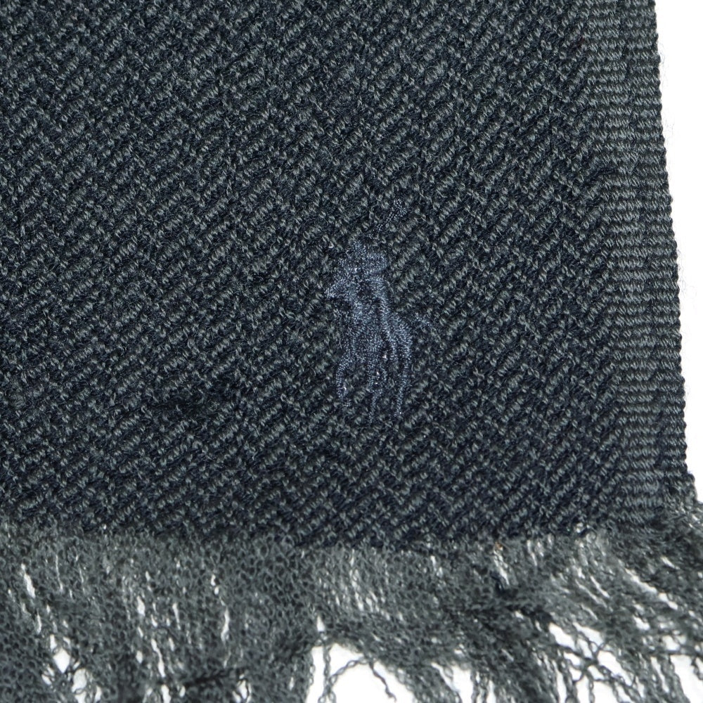 POLO RALPH LAUREN(ポロラルフローレン) ロゴ刺繍 フリンジ付ウールマフラー