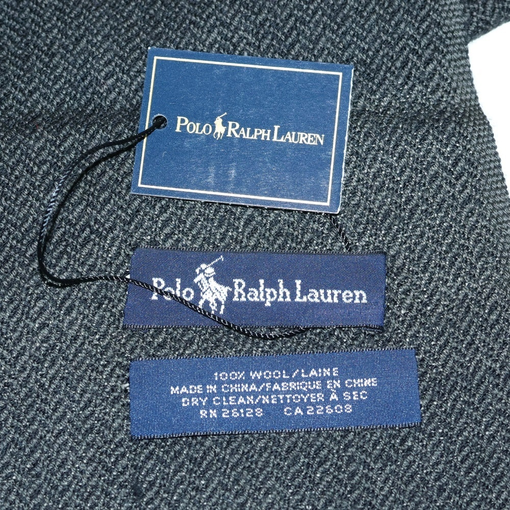 POLO RALPH LAUREN(ポロラルフローレン) ロゴ刺繍 フリンジ付ウールマフラー