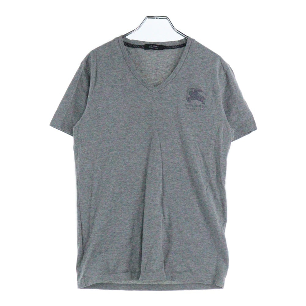 BURBERRY BLACK LABEL(バーバリー ブラックレーベル) ワンポイントロゴ刺繍 Vネック コットン 半袖Tシャツ カットソー グレー D1P47-152-04