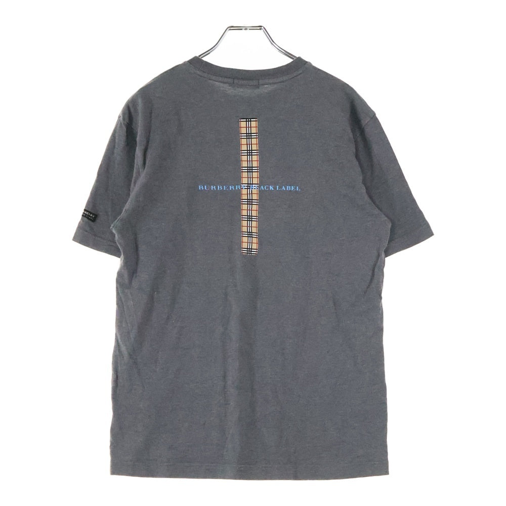 BURBERRY BLACK LABEL(バーバリー ブラックレーベル) ワンポイントロゴプリント クルーネック 半袖Tシャツ カットソー グレー BMV50-830