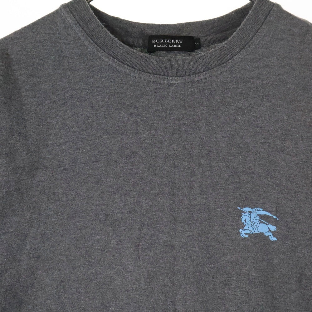 BURBERRY BLACK LABEL(バーバリー ブラックレーベル) ワンポイントロゴプリント クルーネック 半袖Tシャツ カットソー グレー BMV50-830