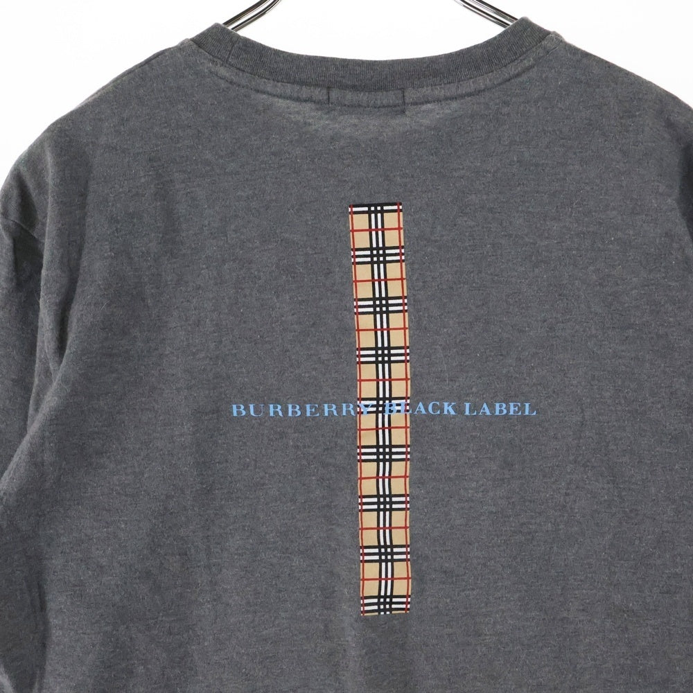 BURBERRY BLACK LABEL(バーバリー ブラックレーベル) ワンポイントロゴプリント クルーネック 半袖Tシャツ カットソー グレー BMV50-830