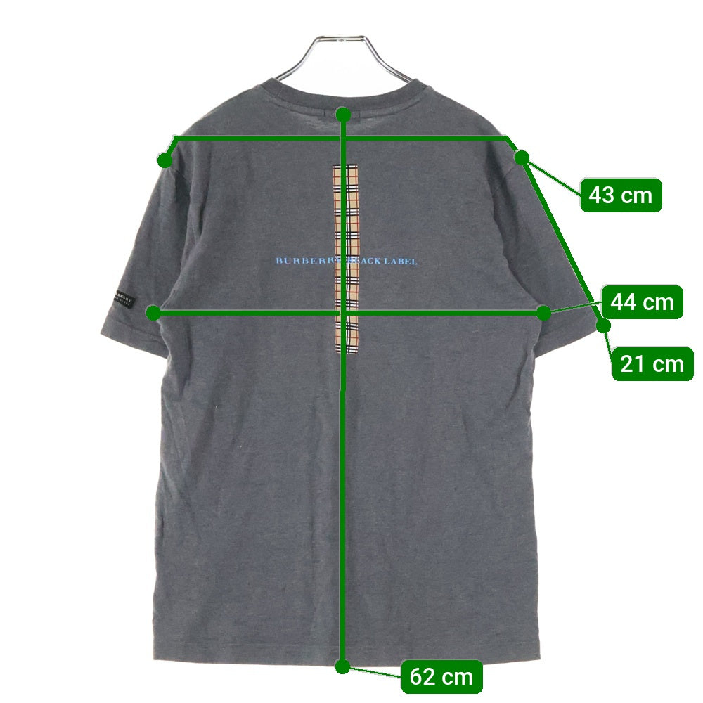 BURBERRY BLACK LABEL(バーバリー ブラックレーベル) ワンポイントロゴプリント クルーネック 半袖Tシャツ カットソー グレー BMV50-830
