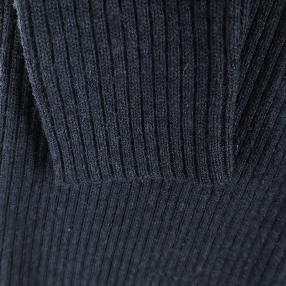 BURBERRY BLACK LABEL(バーバリー ブラックレーベル) ワンポイントロゴ刺繍 ノバチェック柄切り替え クルーネック ウール ニット セーター グレー BMT11-510-07