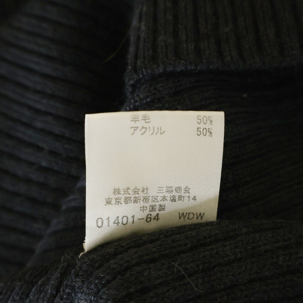 BURBERRY BLACK LABEL(バーバリー ブラックレーベル) ワンポイントロゴ刺繍 ノバチェック柄切り替え クルーネック ウール ニット セーター グレー BMT11-510-07