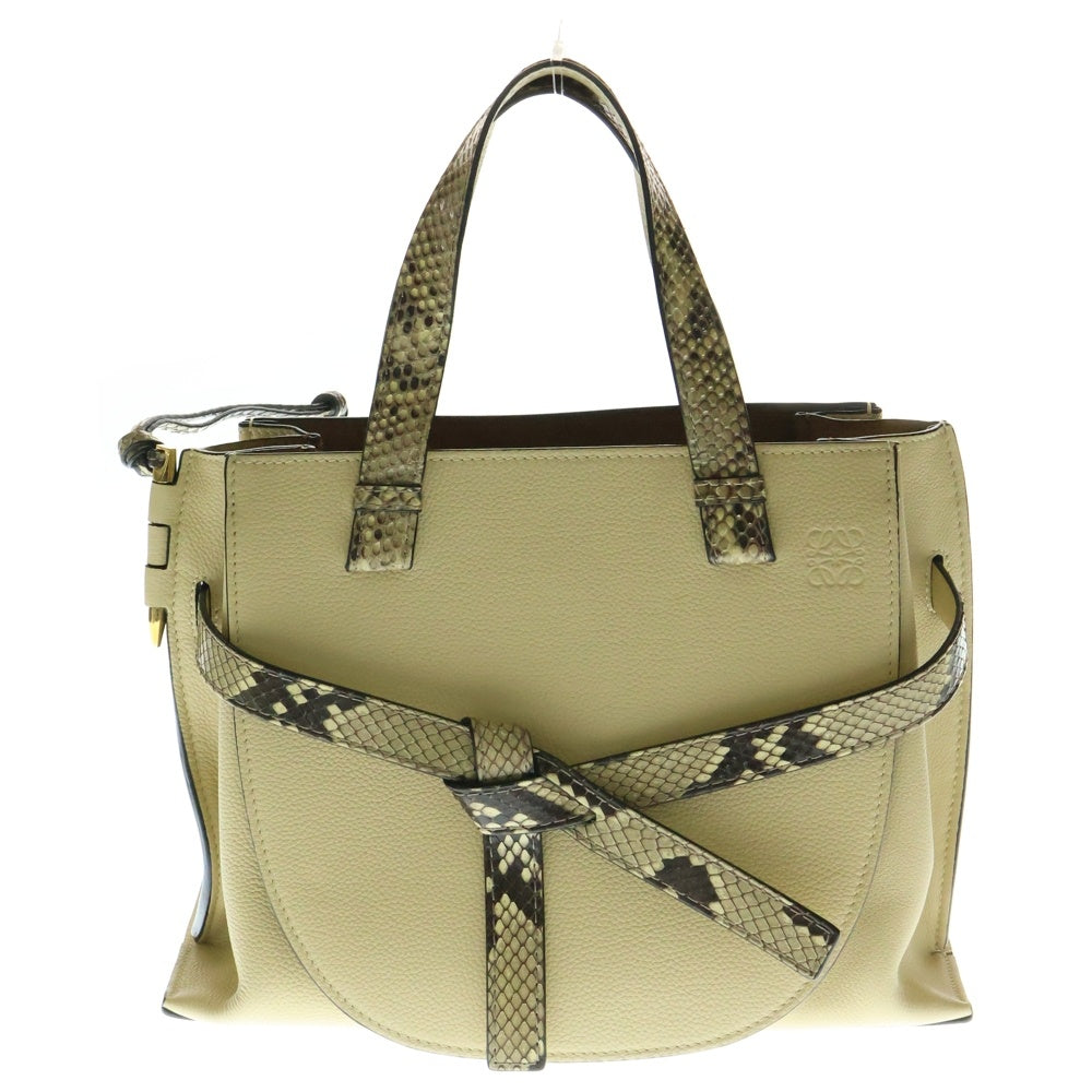 LOEWE(ロエベ) ゲート トップハンドル スモール ベージュ レザー 2WAY ハンドバッグ ショルダーバッグ
