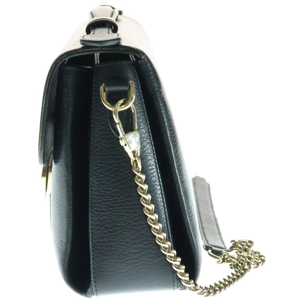GUCCI(グッチ) インターロッキングG 2WAYチェーンショルダーバッグ ハンドバッグ ブラック ゴールド金具 レザー 510302