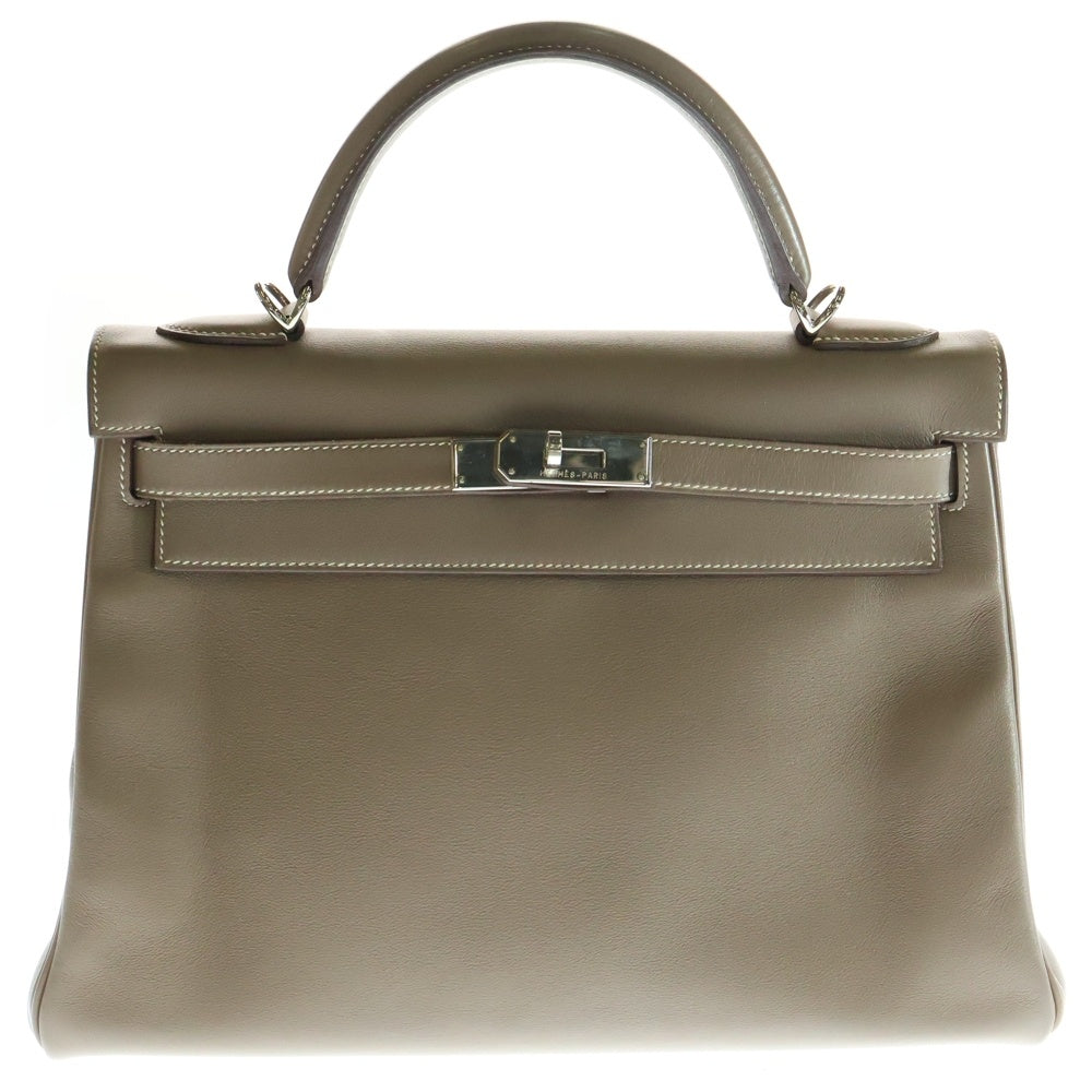 HERMES(エルメス) ケリー32 スイフト エトゥープ レザーハンドバッグ ブラウン レディース □K刻印