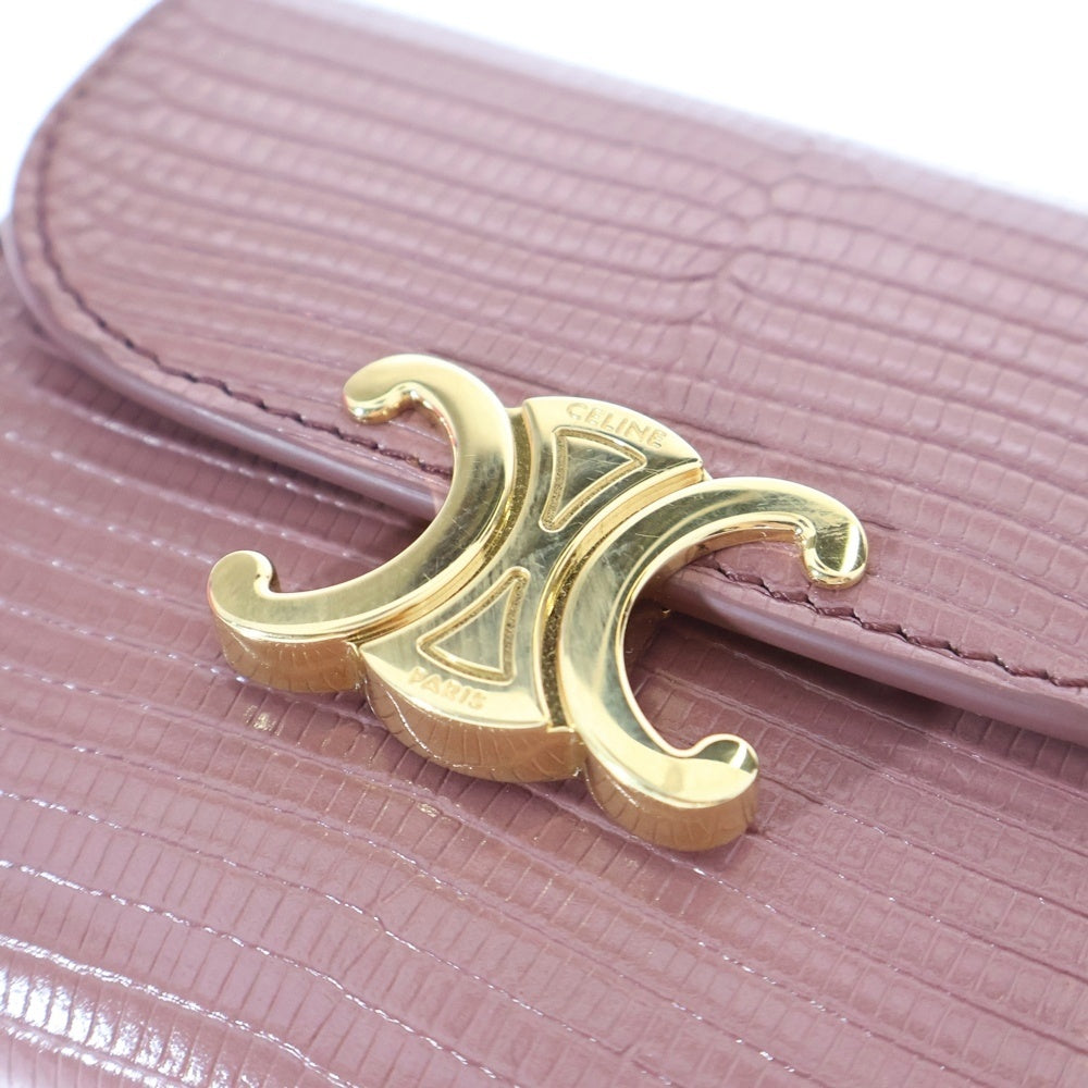 CELINE(セリーヌ) トリオンフ 三つ折り財布 コンパクトウォレット ゴールド金具 レザー ピンク