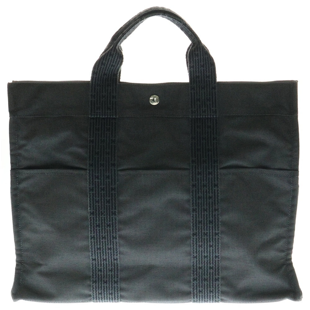 HERMES(エルメス) エールラインGM ナイロンキャンバス トートバッグ シルバー金具 グレー