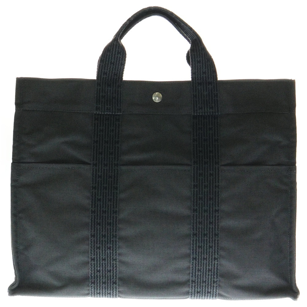 HERMES(エルメス) エールラインGM ナイロンキャンバス トートバッグ シルバー金具 グレー
