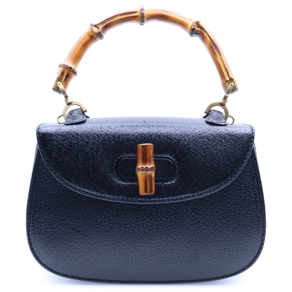 GUCCI(グッチ) バンブー レザー 2WAY ハンド ショルダーバッグ ブラック 00020460188