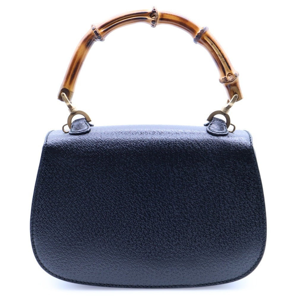 GUCCI(グッチ) バンブー レザー 2WAY ハンド ショルダーバッグ ブラック 00020460188