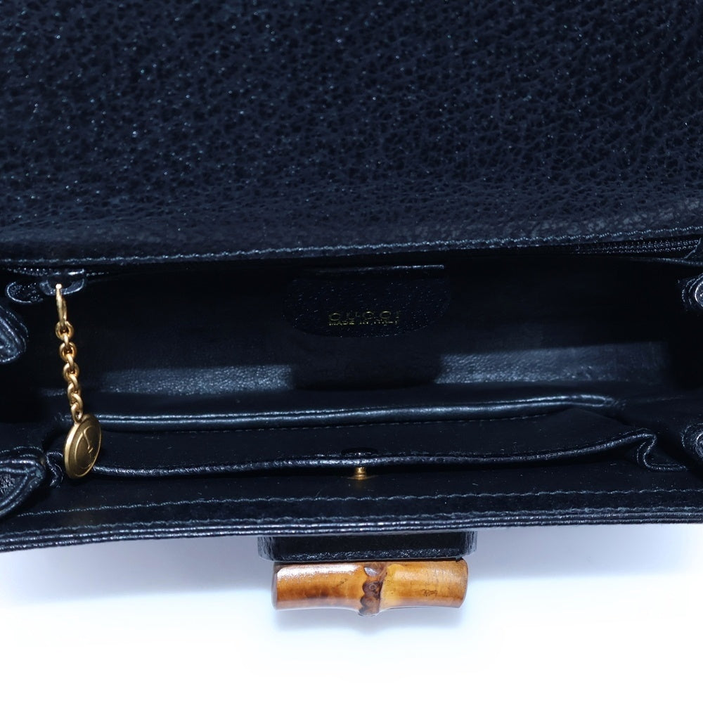 GUCCI(グッチ) バンブー レザー 2WAY ハンド ショルダーバッグ ブラック 00020460188