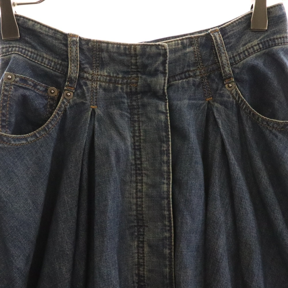 Christian Dior(クリスチャンディオール) BEE タイガー刺繍プリント タック入デニムロングスカート ブルー 252J27Y3584