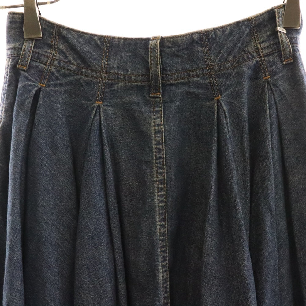 Christian Dior(クリスチャンディオール) BEE タイガー刺繍プリント タック入デニムロングスカート ブルー 252J27Y3584