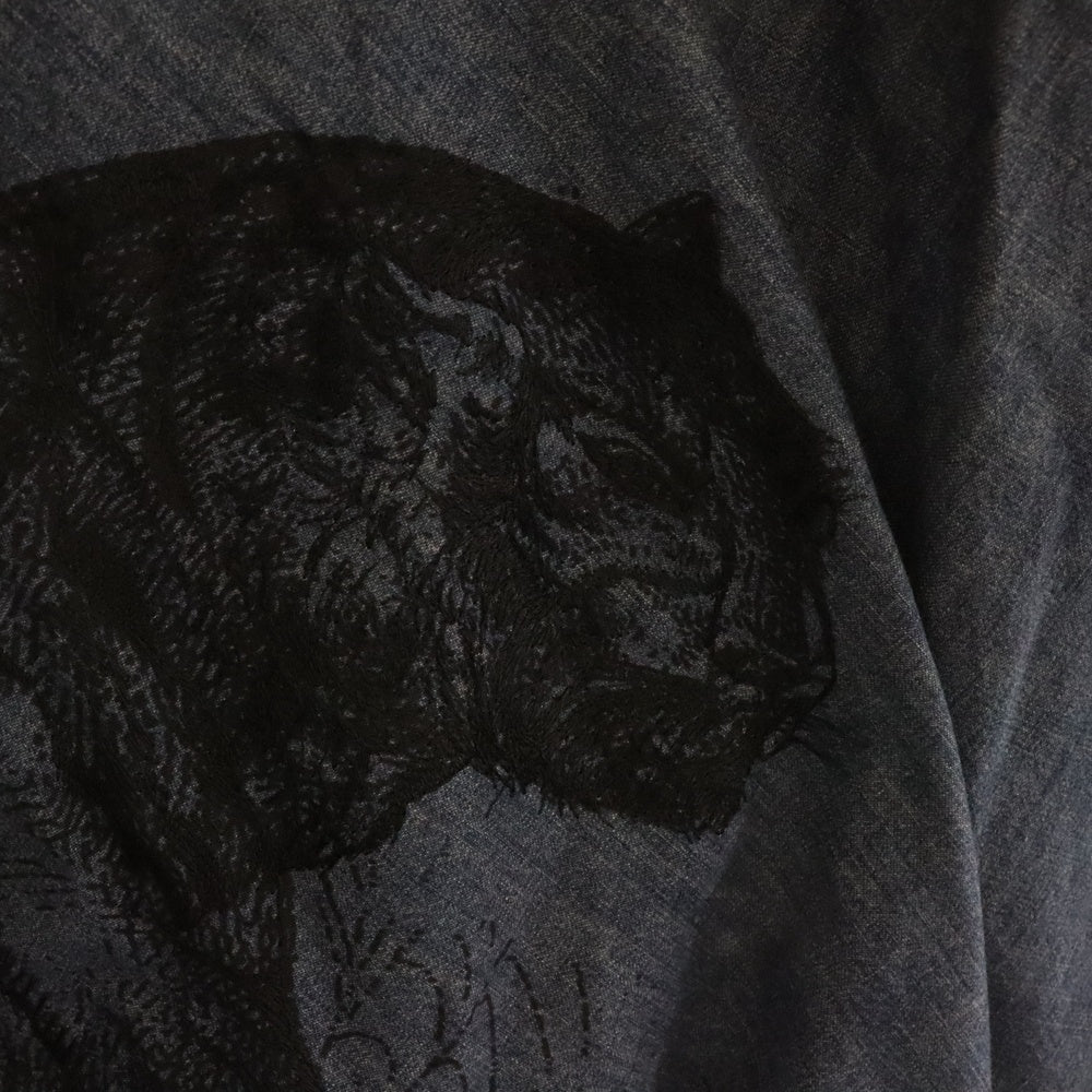 Christian Dior(クリスチャンディオール) BEE タイガー刺繍プリント タック入デニムロングスカート ブルー 252J27Y3584