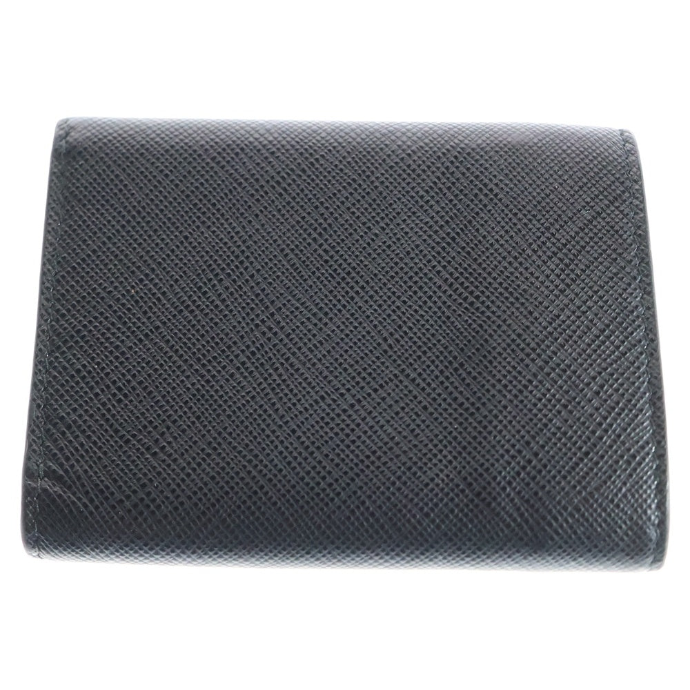 PRADA(プラダ) サフィアーノ 三つ折り財布 コンパクトウォレット コインケース ブラック シルバー金具 レザー 2MH042