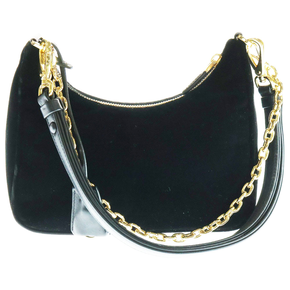 PRADA(プラダ) ワンショルダー チェーンハンドバッグ ショルダーバッグ ベロア ベルベット ブラック ゴールド金具 1BC204