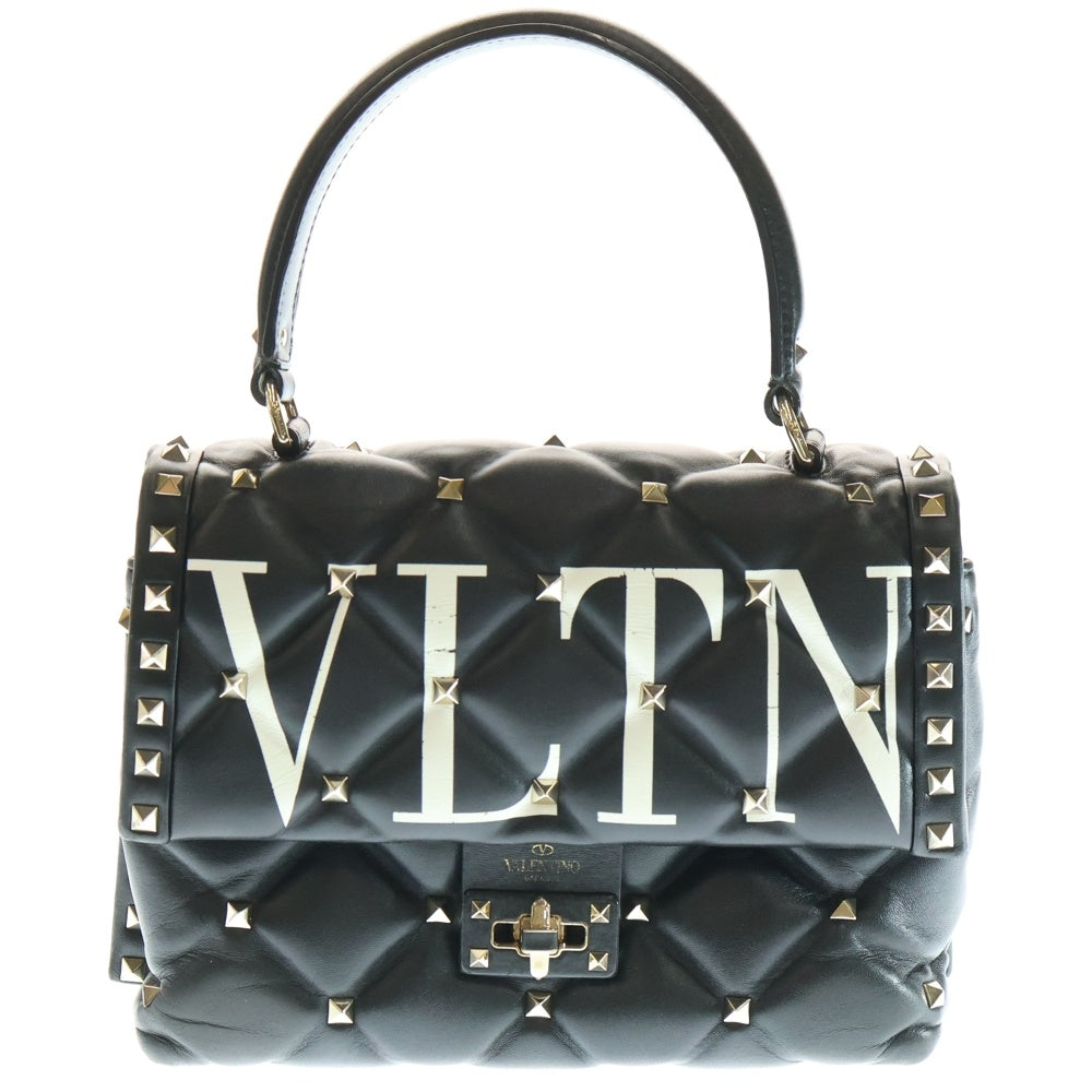 VALENTINO(ヴァレンティノ) ガラヴァーニ キャンディスタッズ 2WAYバッグ ハンドバッグ ショルダーバッグ ブラック レザー ゴールド金具