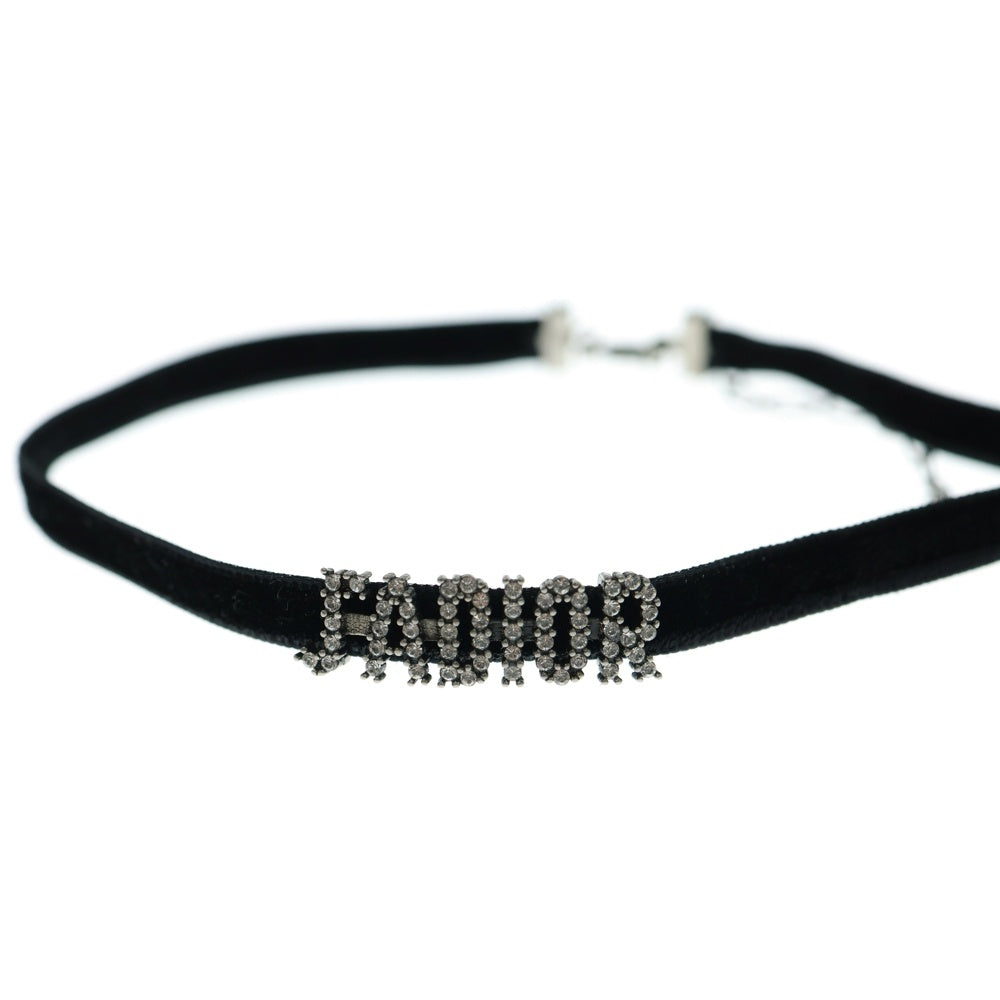 Christian Dior(クリスチャンディオール) ジャディオール チョーカー ネックレス ブラック ベロア シルバー金具