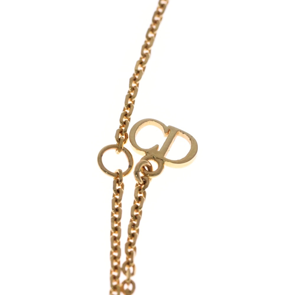 Christian Dior(クリスチャンディオール) CLAIR D LUNE CDロゴ ラインストーンネックレス パール ペンダント チェーン ゴールド