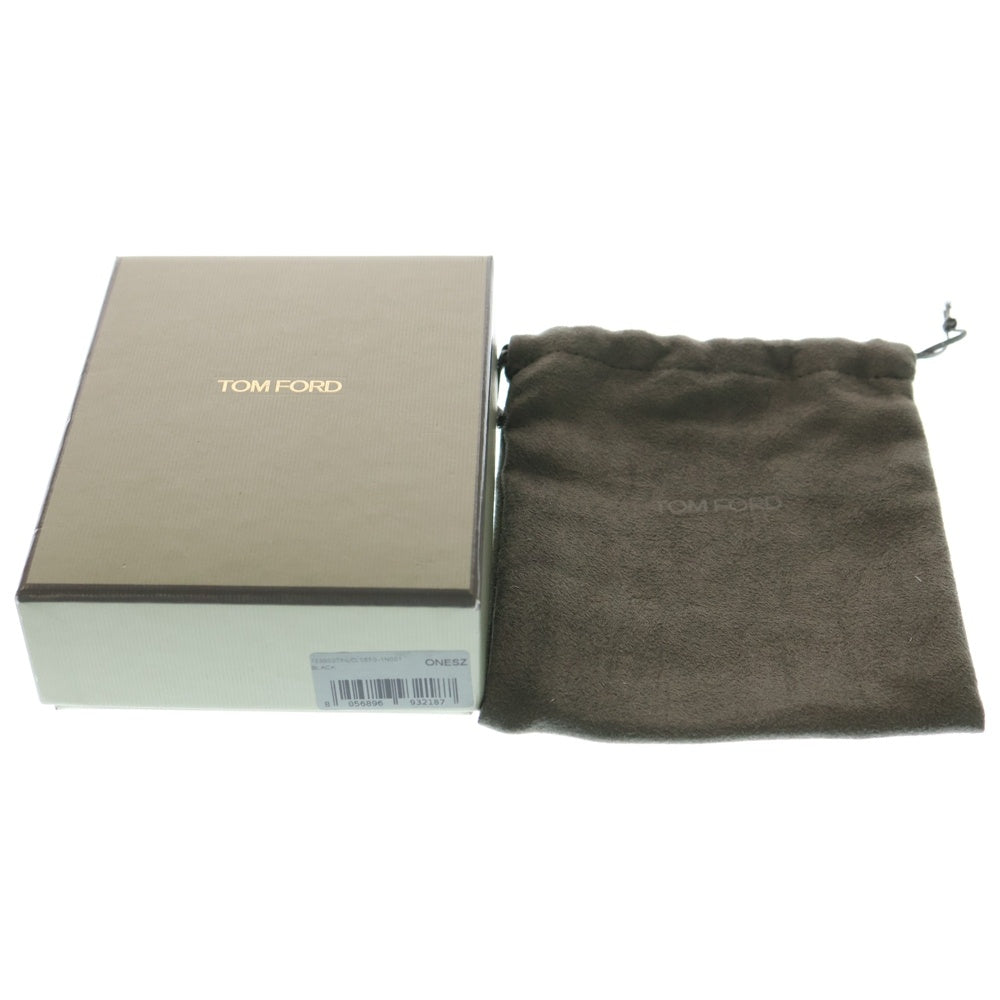 TOM FORD(トムフォード) TFロゴプレート レザー フラグメント カード コイン ケース ゴールド金具 ブラック 123S0271-CL083G-1N001