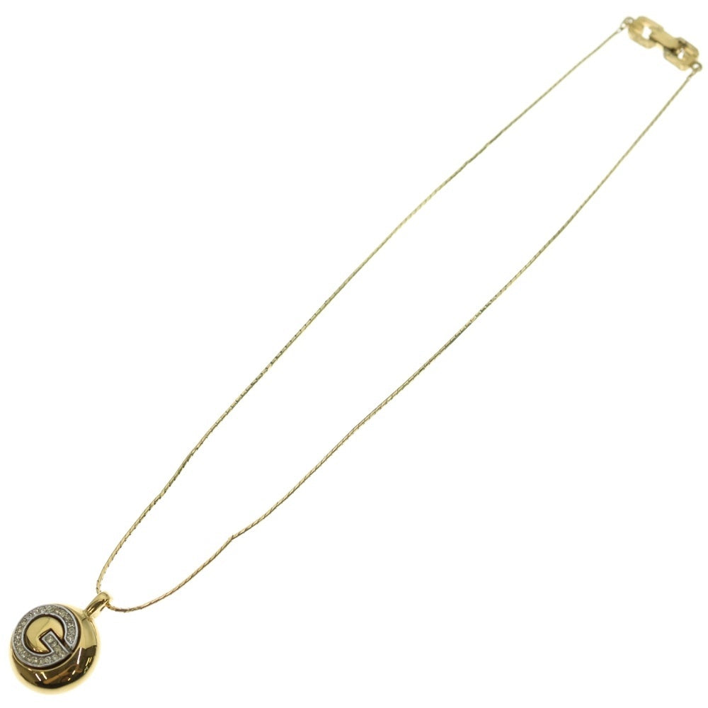 GIVENCHY(ジバンシィ) ロゴラインストーン ネックレス ペンダント チェーン ゴールド