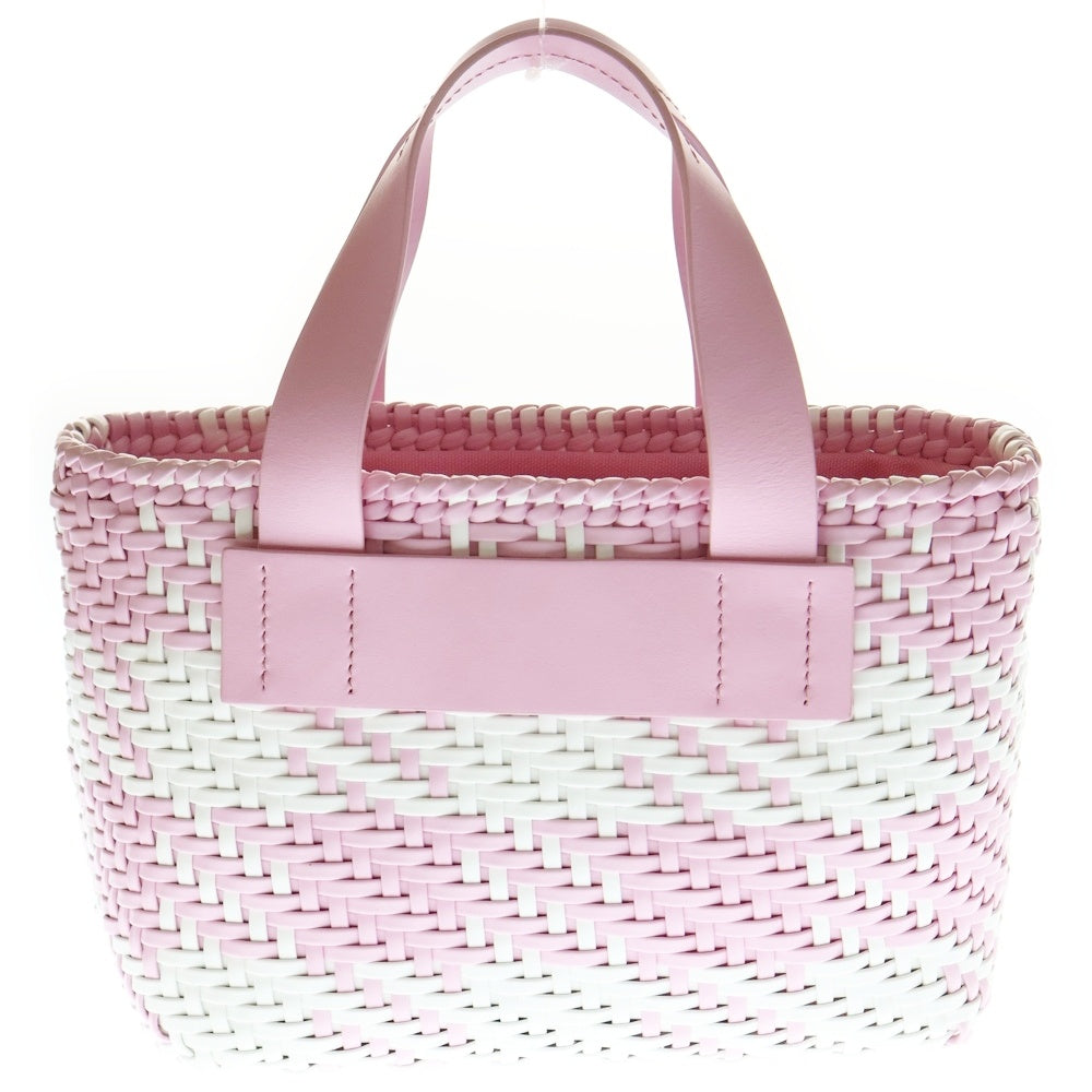 miumiu(ミュウミュウ) イントレッチオ レザー 2Wayハンドバッグ ショルダーバッグ トートバッグ ホワイト×ピンク シルバー金具 5BA077