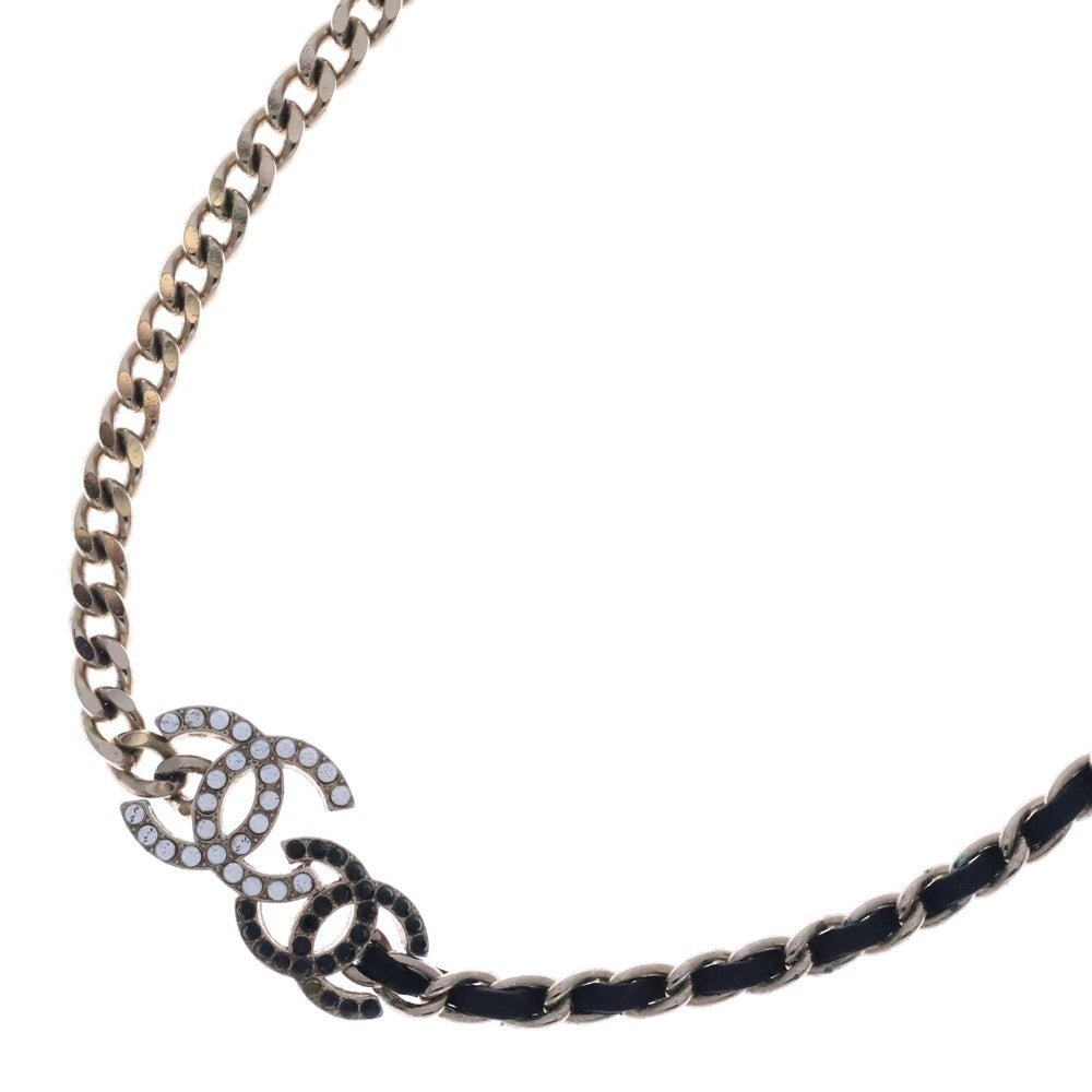 CHANEL(シャネル) ココマーク ラインストーン ネックレス ペンダント チェーン ゴールド×ブラック AB927