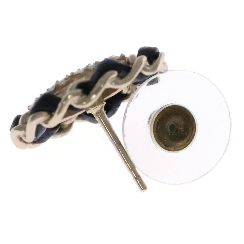 CHANEL(シャネル) ココマーク ラインストーン ピアス ブラック×ゴールド AB8297