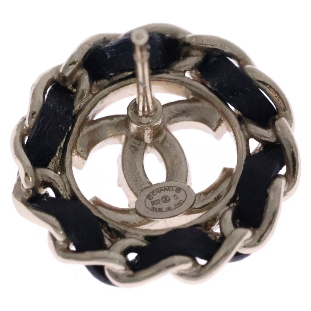 CHANEL(シャネル) ココマーク ラインストーン ピアス ブラック×ゴールド AB8297