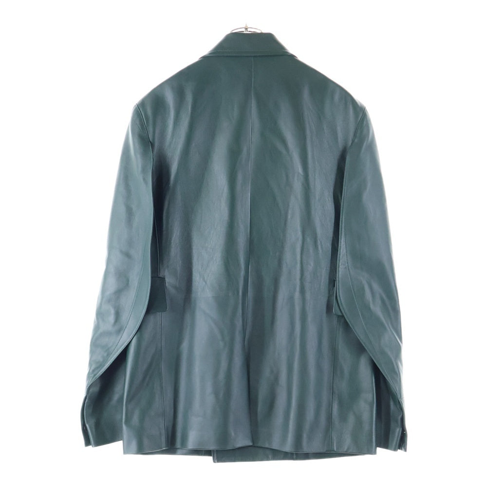 BOTTEGA VENETA(ボッテガヴェネタ) ラムスキン レザー ダブルブレスト テーラード ロングジャケット グリーン 745546 V2S10