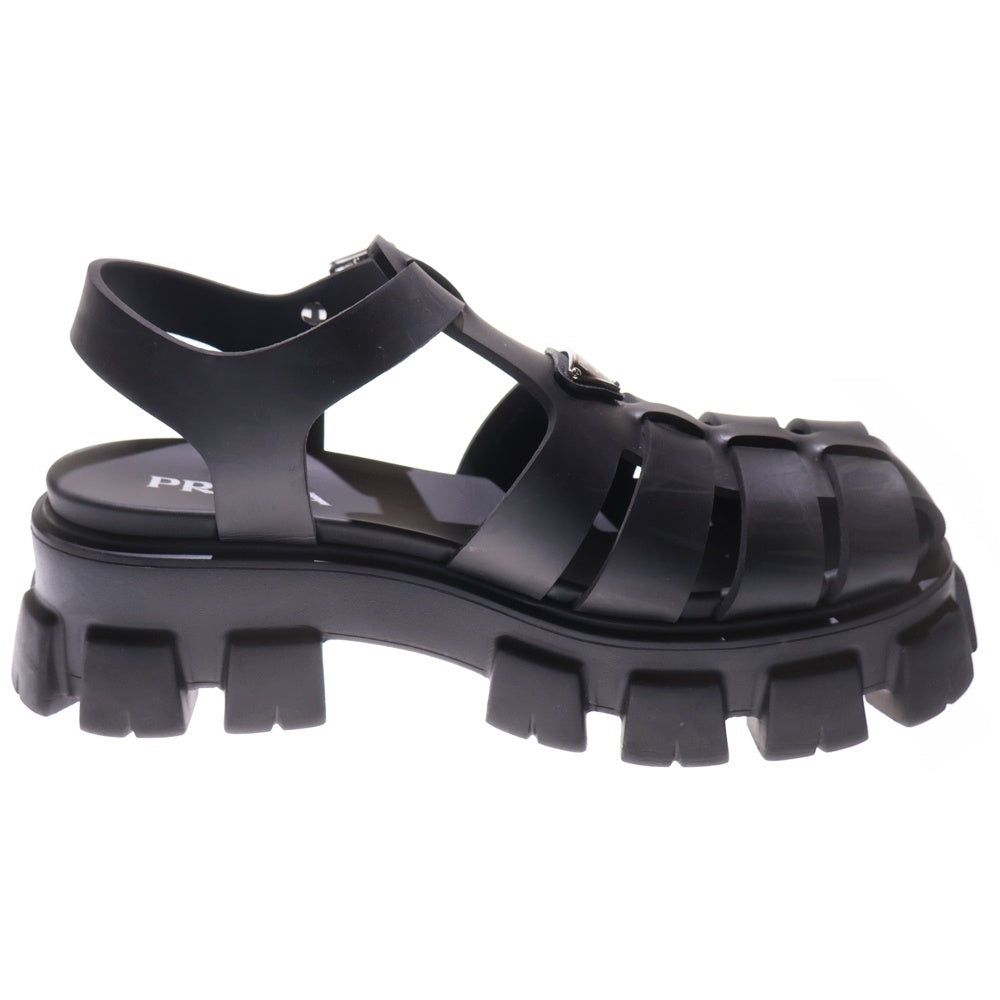 PRADA(プラダ) モノリス トライアングルロゴプレート ラバー ストラップ 厚底 サンダル ブラック