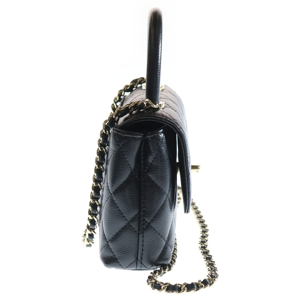 CHANEL(シャネル) エクストラミニ ココハンドル キャビアスキン レザーチェーンショルダーバッグ ハンドバッグ ブラック AP4244 ゴールド金具